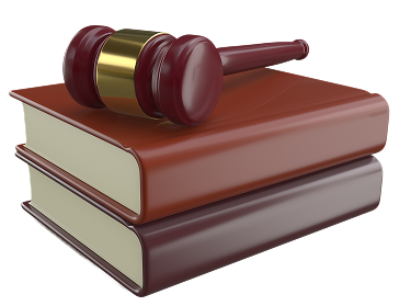 Gavel resting on a law book