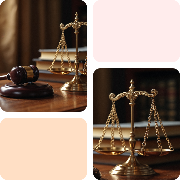 Justice scale and gavel on a wooden table image of vision section